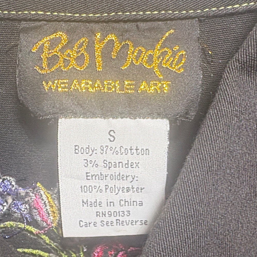 Bob Mackie Wearable Art Black Embroidered Fairy Parade of the Flowers Jacket S - Picture 2 of 16